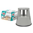 Escada Banqueta Móvel Com Rodinhas Cinza Flash Limp Escada Banqueta Móvel Com Rodinhas Cinza Flash Limp