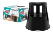 Escada Banqueta Móvel Com Rodinhas Preta Flash Limp