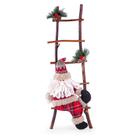 Escada De Natal Decorativa Rústica Em Poliéster Com Boneco 60cm