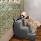 Escada escadinha para Pet 3 Degraus Osso Suede Teddy