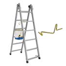 Escada Extensiva 2,40m 5x8 Cinza + Suporte Balde Escada