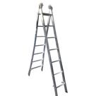 Escada Extensiva Profissional Esticável Dupla 7 Degraus - Alumínio - 57 - Real Escadas