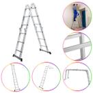 Escada Multifuncional Evolux 4x3 - 3,29m - 12 degraus - Sete Posições Prática Alumínio Resistente Limpeza Fácil Doze Degraus