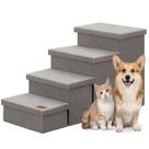 Escada para cães Zerbuger de 4 degraus, dobrável, com armazenamento, cinza, 58 x 43 x 23 cm