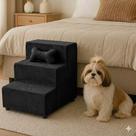 Escada Pet 3 Degraus para Cachorro e Gato Veludo Antiderrapante Suporta até 40kg Cinza