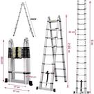 Escada Telescópica multifuncional 16 Degraus 5 Metros Alumínio Escada Telescópica multifuncional 16 Degraus 5 Metros Alumínio