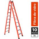 Escada tesoura dupla em fibra de vidro 10 degraus 3,0 m - Profissional