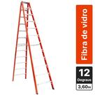 Escada tesoura dupla em fibra de vidro 12 degraus 3,60 m - ESC12360