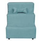 Escadinha Pet 3 Degraus Cachorro e Gato Veludo Azul Turquesa