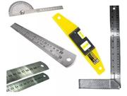 Escala Regua De Inox + Transferidor Grau + Nivel E Esquadro