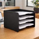 Escaninho Organizador de Mesa A4 MDF Porta Documentos 4 Divisórias