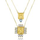 Escapulário 60cm S. Coração e N. S. Carmo Tanzanita Prata Banho Ouro 18K Escapulário 60cm S. Coração e N. S. Carmo Tanzanita Prata Banho Ouro 18K