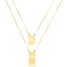 Escapulário 60cm Signo de Escorpião e Olho de Hórus - Prata Banho Ouro 18k