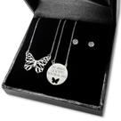 Escapulário Borboleta com Brincos Pedra Zircônia Prata 925 Legítima Original Maciça Corrente Kit Escapulário Borboleta com Brincos Pedra Zircônia Prata 925 Legítima Original Maciça Corrente Kit