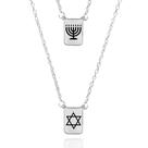 Escapulário de Aço Pingente Menorah Estrela de David