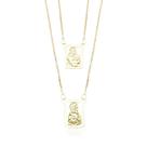 Escapulário de Ouro 18k Masculino Sagrado Coração e Nossa senhora vazado 70cm Banhado a Ouro