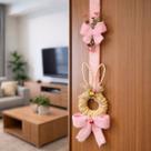 Escapulário Guirlanda Porta Coelho Rosa Decoração Páscoa 2m