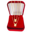 Escapulário Nossa Senhora do Carmo e Sagrado Coração de Jesus - Corrente Veneziana 60 cm x 0.8 mm Banhado a Ouro 18k