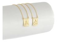 Escapulário Ouro 18k Grumet Medalhas 12x9 Dupla Face 60 Cm