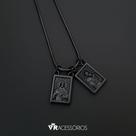 Escapulário Preto Masculino Corrente Aço Inox