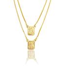 Escapulário Sagrado Coração de Jesus e Nossa Senhora do Carmo 60 cm Banhado a Ouro 18k