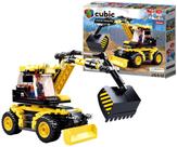 Escavadeira 2 em 1 Cubic Construção Kit Blocos de Montar Com 196 Peças - Multikids