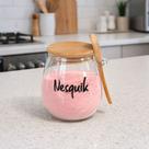 Escolha a personalização 750ml pote style tampa e colher de bambu avulso