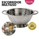Escorredor Aço Inox Premium para Massas Legumes com Alças Firmes 24 CM Resistente ao Calor