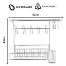 Escorredor Cromado C/ Barra + 3 Ganchos Branco - Niquelart