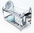 Escorredor De Aço Inox 20 Pratos Com Porta Talheres Inox