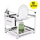 Escorredor de Louça 12 Pratos Com Porta Talher em Aço Inox Escorredor de Louça 12 Pratos Com Porta Talher em Aço Inox