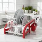 Escorredor de Louça 12 Pratos Vermelho em aço Inox Cama com Porta Talher Cozinha Organizador Pia