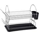 Escorredor de Louça Aço Inox 2 Andares 19 Pratos Preto Mor