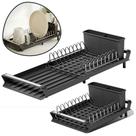 Escorredor de Louça Extensível Mimo Style Preto com Bandeja Coletora Retrátil e Porta Talheres