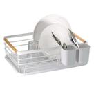Escorredor de Louça Prato Talher Metal Madeira 43x32cm Cesto Design Moderno Premium - Tuut