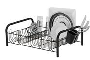 Escorredor de Louça Preto 16 Pratos Quadrados 10 Copos Porta Talher Plástico Cozinha Secador
