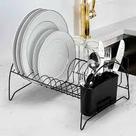 Escorredor de Louças Arthi Fan Black com Porta Copos Moderno