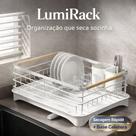 Escorredor de Louças com Base Coletora e Porta Talheres Premium - Aço Inox e Pp