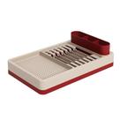 Escorredor De Louças Coza Flat 42X26Cm Vermelho E Cinza