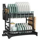 Escorredor de Louças Rack Aço Carbono Organizador Porta Talheres Copos Pratos Preto