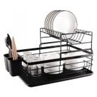 Escorredor de Louças Talheres 2 Andares Preto Rack Organizador Cozinha Pia Aniversário Casamento Dia das Mães Pais Restaurante Pratos Copos Decoração Escorredor de Louças Talheres 2 Andares Preto Rack Organizador Cozinha Pia Aniversário Casamento Dia das Mães Pais Restaurante Pratos Copos Decoração
