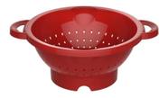 Escorredor de Macarrão Massa Arroz Legumes com Alça de Plástico - Vermelho