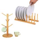 Escorredor de Pratos e Porta Xícaras Bambu Decoração Cozinha