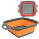 Escorredor De Silicone Retrátil Multiuso Quadrado Com Alça Dobrável 24x18x8cm Lava Frutas Verduras Massas BPA Free Cozinha organizada