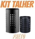 Escorredor de Talheres Inox Preto Redondo Clink Porta Talheres Kit Grande e Pequeno