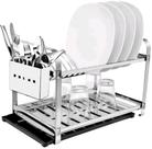 Escorredor em Inox Original Para 16 Pratos Com Porta Talheres Chapa Grossa