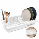Escorredor louca retratil porta 10 pratos talheres compacto organizador pia seca rapido branco