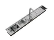 Escorredor Louças 7 Módulos Completo Sobrepor Calha Úmida Com Torneira Inox 118cm Escorredor Louças 7 Módulos Completo Sobrepor Calha Úmida Com Torneira Inox 118cm