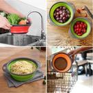 Escorredor macarrao alimentos retratil em silicone arroz legumes salada portatil