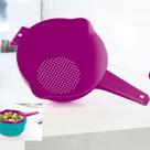 Escorredor macarrão,,arroz rosa com cabo indispensável da tupperware